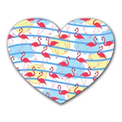 Flamingo Pattern Heart Mousepads by Valentinaart