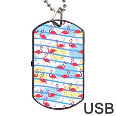 Flamingo Pattern Dog Tag Usb Flash (two Sides) by Valentinaart