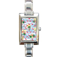 Flamingo Pattern Rectangle Italian Charm Watch by Valentinaart