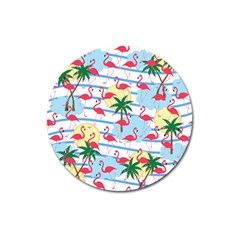 Flamingo Pattern Magnet 3  (round) by Valentinaart