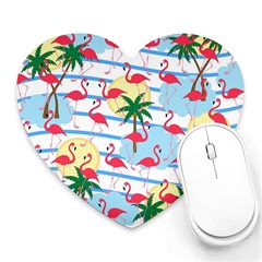 Flamingo Pattern Heart Mousepads by Valentinaart