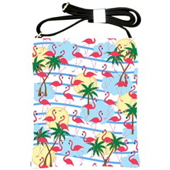 Flamingo Pattern Shoulder Sling Bags by Valentinaart