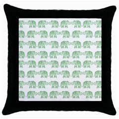 Indian Elephant Pattern Throw Pillow Case (black) by Valentinaart