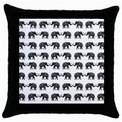 Indian Elephant Pattern Throw Pillow Case (black) by Valentinaart