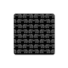 Indian Elephant Pattern Square Magnet by Valentinaart