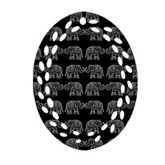 Indian Elephant Pattern Oval Filigree Ornament (two Sides) by Valentinaart