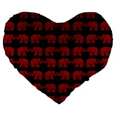 Indian elephant pattern Large 19  Premium Heart Shape Cushions