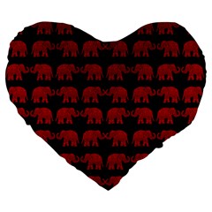 Indian elephant pattern Large 19  Premium Flano Heart Shape Cushions