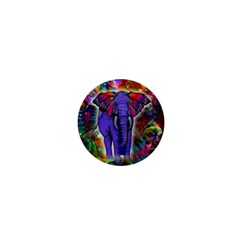 Abstract Elephant With Butterfly Ears Colorful Galaxy 1  Mini Buttons by EDDArt