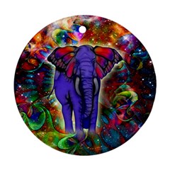 Abstract Elephant With Butterfly Ears Colorful Galaxy Ornament (round) by EDDArt