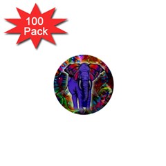 Abstract Elephant With Butterfly Ears Colorful Galaxy 1  Mini Buttons (100 Pack)  by EDDArt