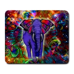 Abstract Elephant With Butterfly Ears Colorful Galaxy Large Mousepads