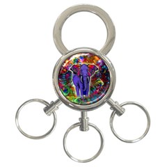 Abstract Elephant With Butterfly Ears Colorful Galaxy 3-ring Key Chains by EDDArt