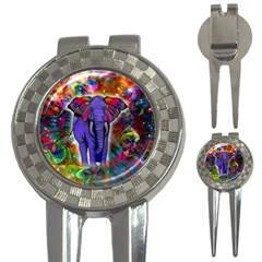 Abstract Elephant With Butterfly Ears Colorful Galaxy 3-in-1 Golf Divots by EDDArt