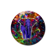 Abstract Elephant With Butterfly Ears Colorful Galaxy Rubber Coaster (round)  by EDDArt