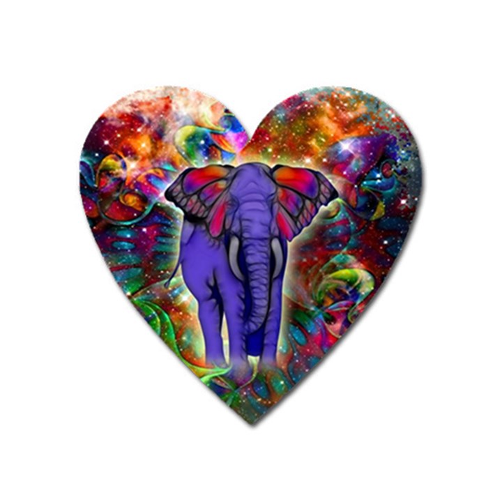 Abstract Elephant With Butterfly Ears Colorful Galaxy Heart Magnet