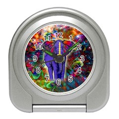 Abstract Elephant With Butterfly Ears Colorful Galaxy Travel Alarm Clocks by EDDArt