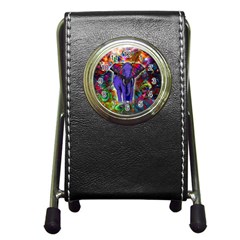 Abstract Elephant With Butterfly Ears Colorful Galaxy Pen Holder Desk Clocks by EDDArt