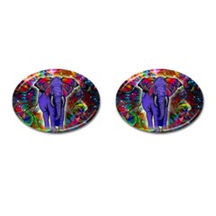 Abstract Elephant With Butterfly Ears Colorful Galaxy Cufflinks (oval) by EDDArt