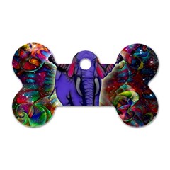 Abstract Elephant With Butterfly Ears Colorful Galaxy Dog Tag Bone (one Side) by EDDArt