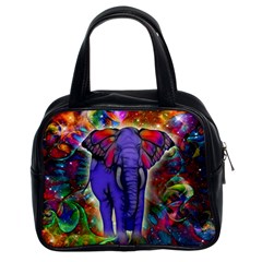 Abstract Elephant With Butterfly Ears Colorful Galaxy Classic Handbags (2 Sides) by EDDArt