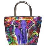 Abstract Elephant With Butterfly Ears Colorful Galaxy Bucket Bags Back