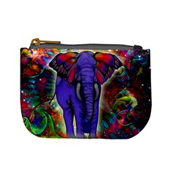 Abstract Elephant With Butterfly Ears Colorful Galaxy Mini Coin Purses by EDDArt