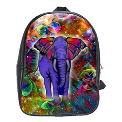 Abstract Elephant With Butterfly Ears Colorful Galaxy School Bags(large)  by EDDArt