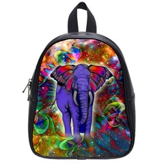 Abstract Elephant With Butterfly Ears Colorful Galaxy School Bags (small)  by EDDArt