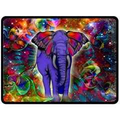 Abstract Elephant With Butterfly Ears Colorful Galaxy Fleece Blanket (large)  by EDDArt