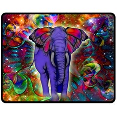 Abstract Elephant With Butterfly Ears Colorful Galaxy Fleece Blanket (medium)  by EDDArt