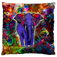 Abstract Elephant With Butterfly Ears Colorful Galaxy Large Cushion Case (one Side) by EDDArt