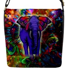 Abstract Elephant With Butterfly Ears Colorful Galaxy Flap Messenger Bag (s) by EDDArt