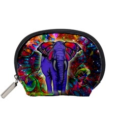 Abstract Elephant With Butterfly Ears Colorful Galaxy Accessory Pouches (small)  by EDDArt