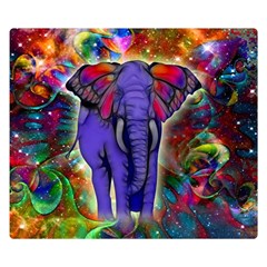 Abstract Elephant With Butterfly Ears Colorful Galaxy Double Sided Flano Blanket (small)  by EDDArt