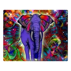 Abstract Elephant With Butterfly Ears Colorful Galaxy Double Sided Flano Blanket (large)  by EDDArt