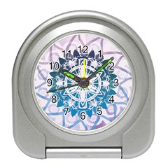 Mandalas Symmetry Meditation Round Travel Alarm Clocks by Amaryn4rt