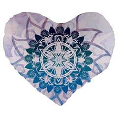 Mandalas Symmetry Meditation Round Large 19  Premium Flano Heart Shape Cushions by Amaryn4rt