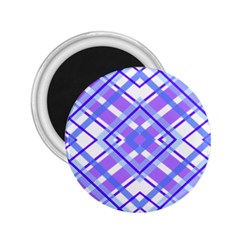 Geometric Plaid Pale Purple Blue 2.25  Magnets