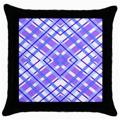 Geometric Plaid Pale Purple Blue Throw Pillow Case (Black)