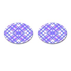 Geometric Plaid Pale Purple Blue Cufflinks (Oval)