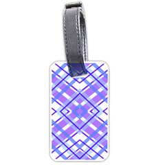 Geometric Plaid Pale Purple Blue Luggage Tags (One Side) 