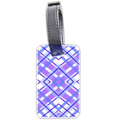 Geometric Plaid Pale Purple Blue Luggage Tags (Two Sides)