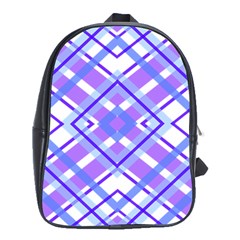 Geometric Plaid Pale Purple Blue School Bags (XL) 