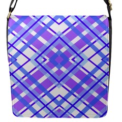 Geometric Plaid Pale Purple Blue Flap Messenger Bag (S)