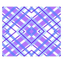 Geometric Plaid Pale Purple Blue Double Sided Flano Blanket (Small) 