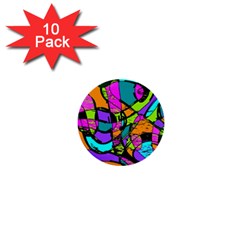 Abstract Art Squiggly Loops Multicolored 1  Mini Buttons (10 Pack)  by EDDArt