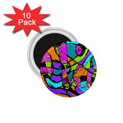 Abstract Art Squiggly Loops Multicolored 1 75  Magnets (10 Pack)  by EDDArt