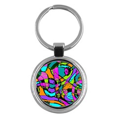 Abstract Art Squiggly Loops Multicolored Key Chains (round)  by EDDArt