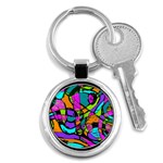 Abstract Art Squiggly Loops Multicolored Key Chains (Round)  Front